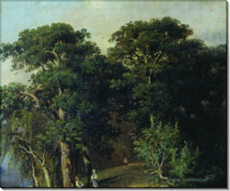 Лесной пейзаж с фигурами, 1880 - Шишкин, Иван Иванович
