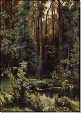 Пейзаж с лесным озером, 1889 - Шишкин, Иван Иванович