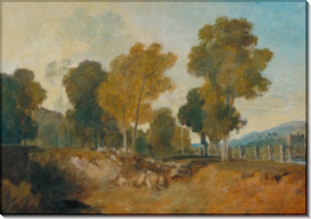 Пейзаж с деревьями у реки и мостом - Тернер, Джозеф Мэллорд Уильям