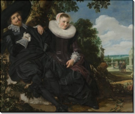 Семейный портрет Исаака Массы и его жены на фоне пейзажа - Халс, Франс