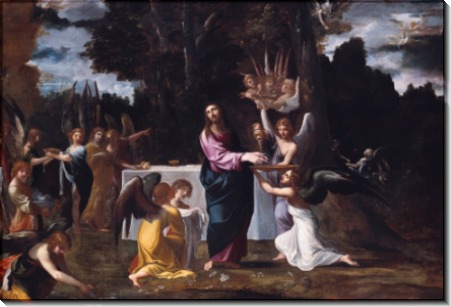 Христос в пустоши и прислуживающие ему ангелы - Карраччи, Аннибале