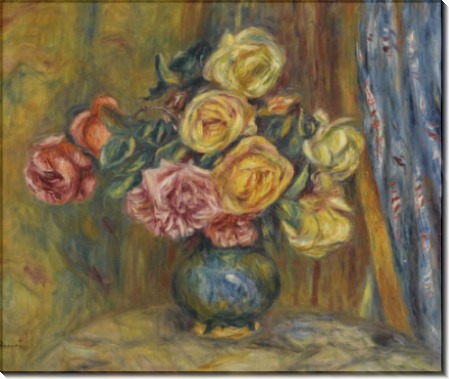 Розы и голубой занавес, 1912 - Ренуар, Пьер Огюст