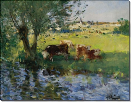 Коровы в тени ивы - Монтезен, Пьер-Эжен