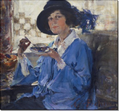 Чай в Санта-Монике (Портрет миссис Краг), 1923 - Фешин, Николай Иванович