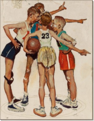 Роквелл Норман=Баскетбол=мальчики спорт иллюстрация K - Роквелл, Норман