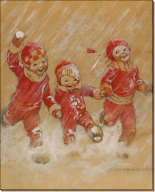 Дети, играющие в снежки