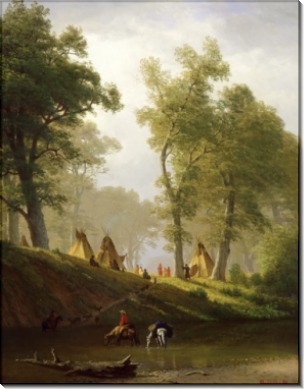 Индейский лагерь у реки Вулф, Канзас - Бирштадт, Альберт