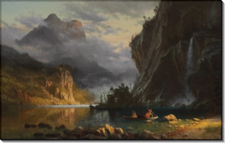 Пейзаж с индейцами, ловящими рыбу - Бирштадт, Альберт