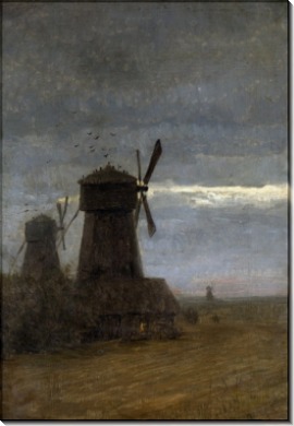 Ветряные мельницы. Поздние сумерки. 1870-80 - Левитан, Исаак Ильич