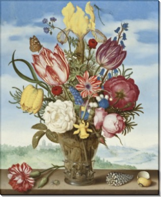 Букет с цветами на парапете - Босхарт, Амброзиус (Старший)