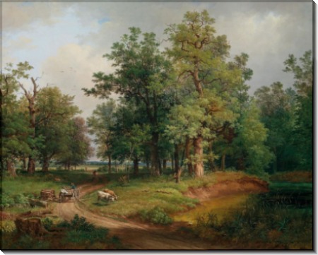 Лесной пейзаж с повозкой - Файд, Йозеф