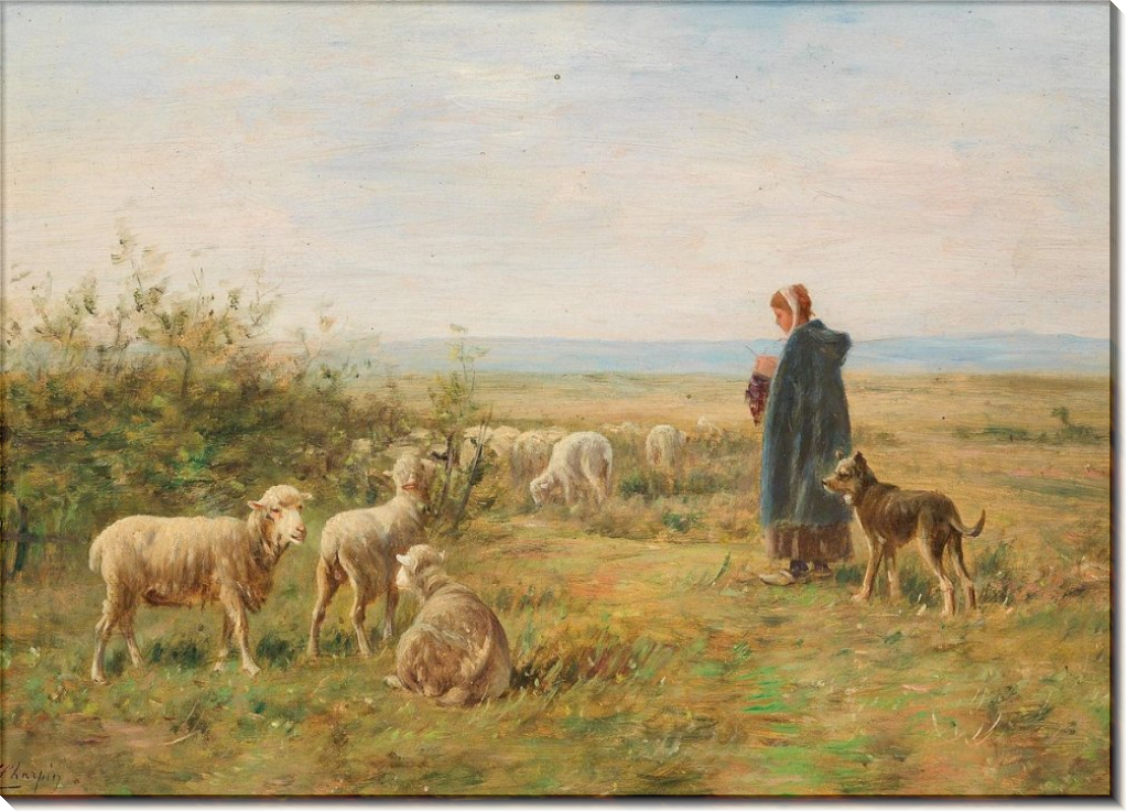 Купить картину Пастушка на лугу , Шарпен, Альбер в Украине | Фото и  репродукция картины на холсте в интернет магазине Макросвит
