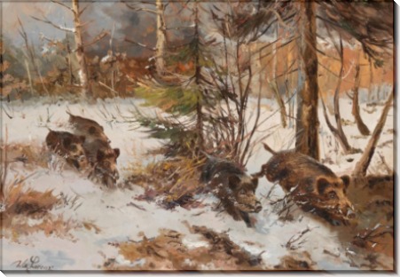 Лесной пейзаж с дикими кабанами - Лоренц, Вильгельм