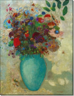 Цветы в бирюзовой вазе - Редон, Одилон
