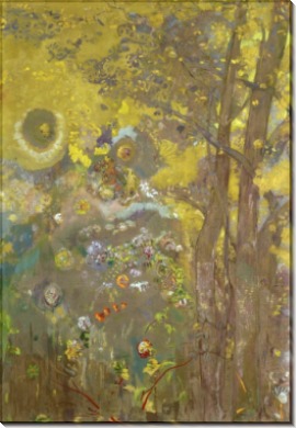Деревья на желтом фоне - Редон, Одилон