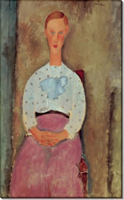 Молодая женщина в блузке в горошек - Модильяни, Амадео