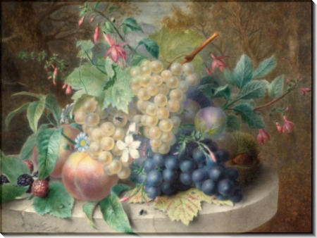 Натюрморт с виноградом, персиками и ежевикой - Лальман, Адель