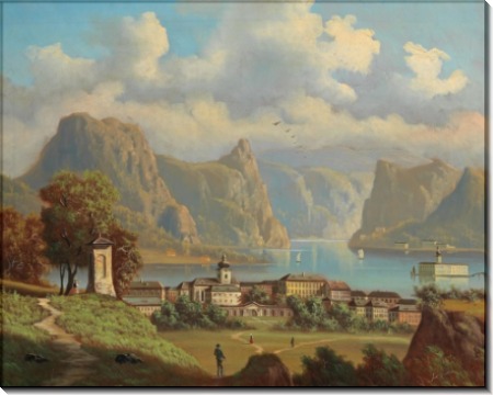 Вид на Гмунден с замком Орт на озере Траунзе - Янковский, Вильгельм
