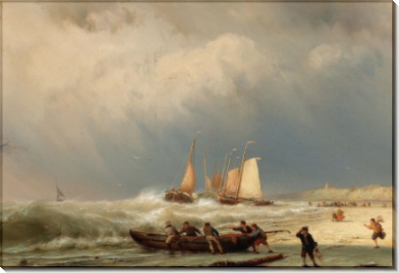 Рыбаки на берегу в надвигающийся шторм - Куккук, Ян Херманус 