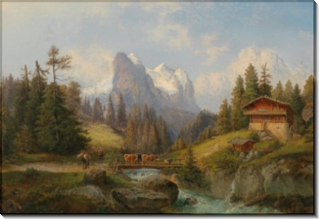 Горный пейзаж со стадом - Барбарини, Густаф