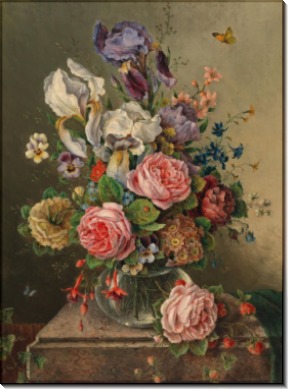Букет цветов в стеклянной вазе - Фишер, Людвиг