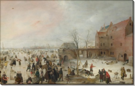 Сценка на льду близ города - Аверкамп, Хендрик