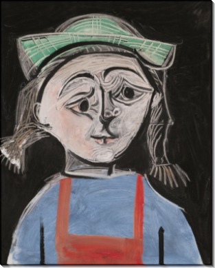Девушка с косичками в зеленой шляпке - Пикассо, Пабло