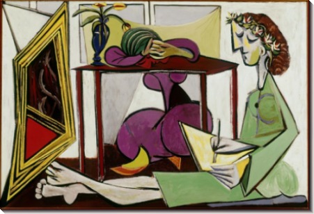 Интерьер комнаты с рисующей девушкой - Пикассо, Пабло