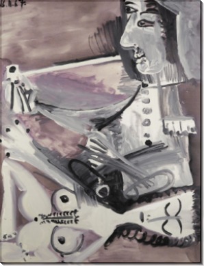 Женщина и мужчина с трубкой на диване - Пикассо, Пабло