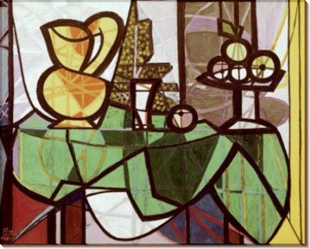 Натюрморт с кувшином и вазой с фруктами - Пикассо, Пабло