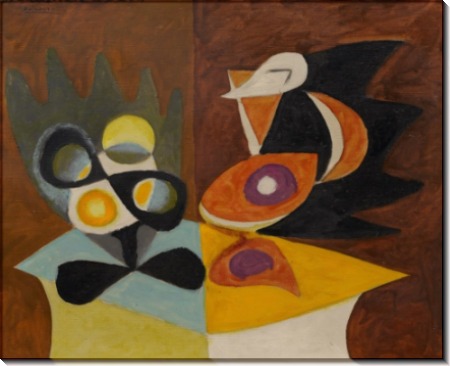Натюрморт: ваза с фруктами и кувшин - Пикассо, Пабло