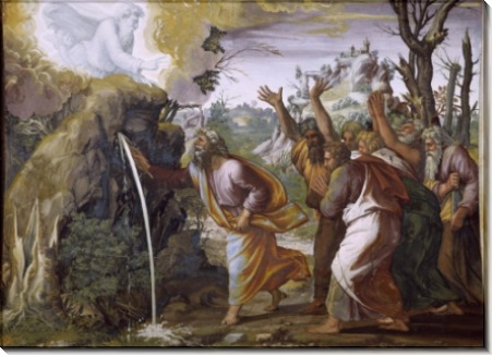 Моисей высекает воду из скалы - Рафаэль, Санти