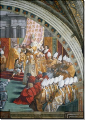 Станца Пожар в Борго: Коронация Карла Великого Папой Львом III на Рождество 799 года (фрагмент) - Рафаэль, Санти