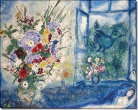 Букет цветов у окна - Шагал, Марк Захарович