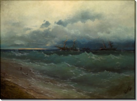 Корабли в шторм на заре - Айвазовский, Иван Константинович