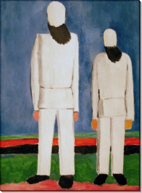 Два мужика на синем фоне - Малевич, Казимир