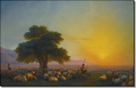Пастухи с отарой овец на закате дня - Айвазовский, Иван Константинович