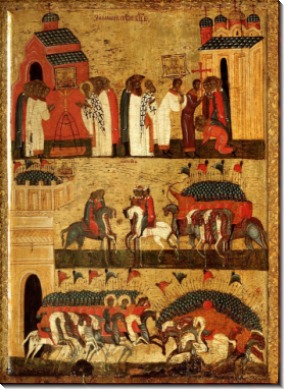 Чудо от иконы Б.М.Знамение в битве между новгородцами и суздальцами (первая половина XV в) (133 х 90 см)