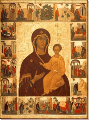 Икона Б.М. Смоленская с житием Богородицы (ок.1450) (139 х 105 см)