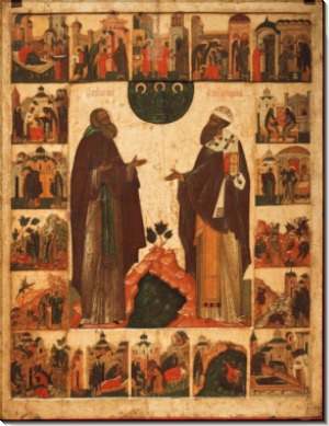 Преподобные Кирилл Белозерский и Кирилл Александрийский, 16 век, 98х75