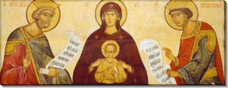 Богородица с Младенцем Христом и цари Давид и Соломон, Новгородская школа, 16 век, 53х126