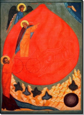 Огненное восхождение на небо пророка Илии, 16 век, 117 х 85.3 cм