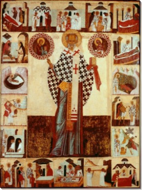 Николай Чудотворец с житием, 16 век, 128 х 97cм