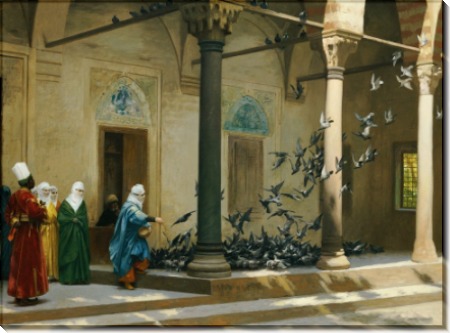 Женщины гарема, кормящие голубей - Жером, Жан-Леон 