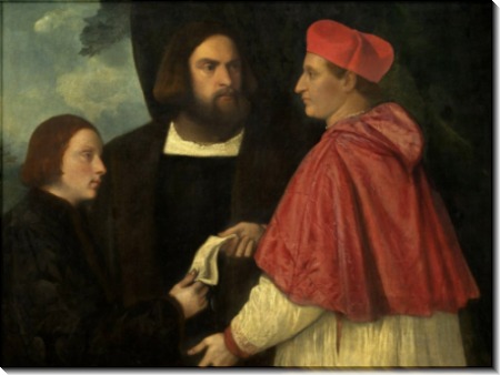 Джироламо и кардинал Марко делают дар Марко, аббату Каррарскому, и его приходу - Тициан Вечеллио