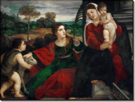 Мадонна с Младенцем со святыми Агнессой и Иоанном Крестителем - Тициан Вечеллио