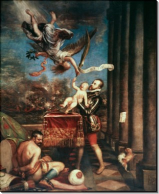 Филипп II вручает Богу сына принца Фердинанда после победы при Лепанто - Тициан Вечеллио