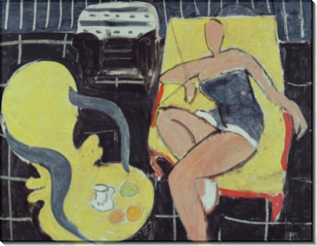 Танцовщица и кресло в стиле рококо на черном фоне - Матисс, Анри