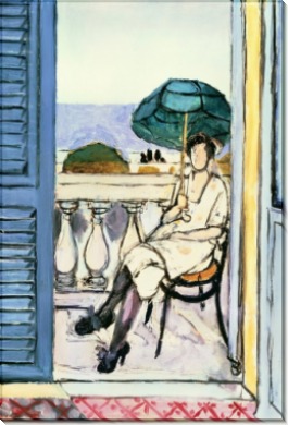 Женщина с зеленым зонтиком на балконе - Матисс, Анри