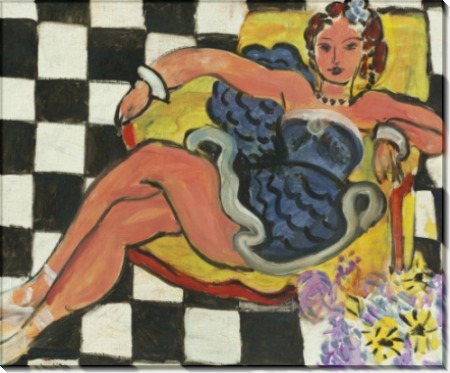 Танцовщица в кресле, клетчатый пол - Матисс, Анри